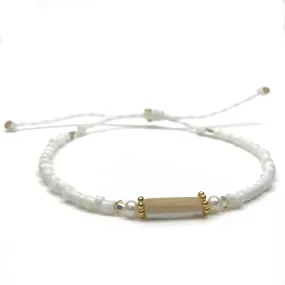 MOTHER OF PEARL RECTANGLE HEISHI ADJUSTABLE BRACELET