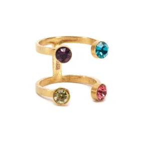 Multi Colored Gold Minnah Ring