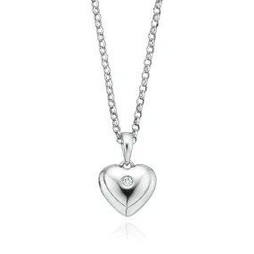 My First Diamond Kids Sterling Silver Diamond Set Heart Necklace