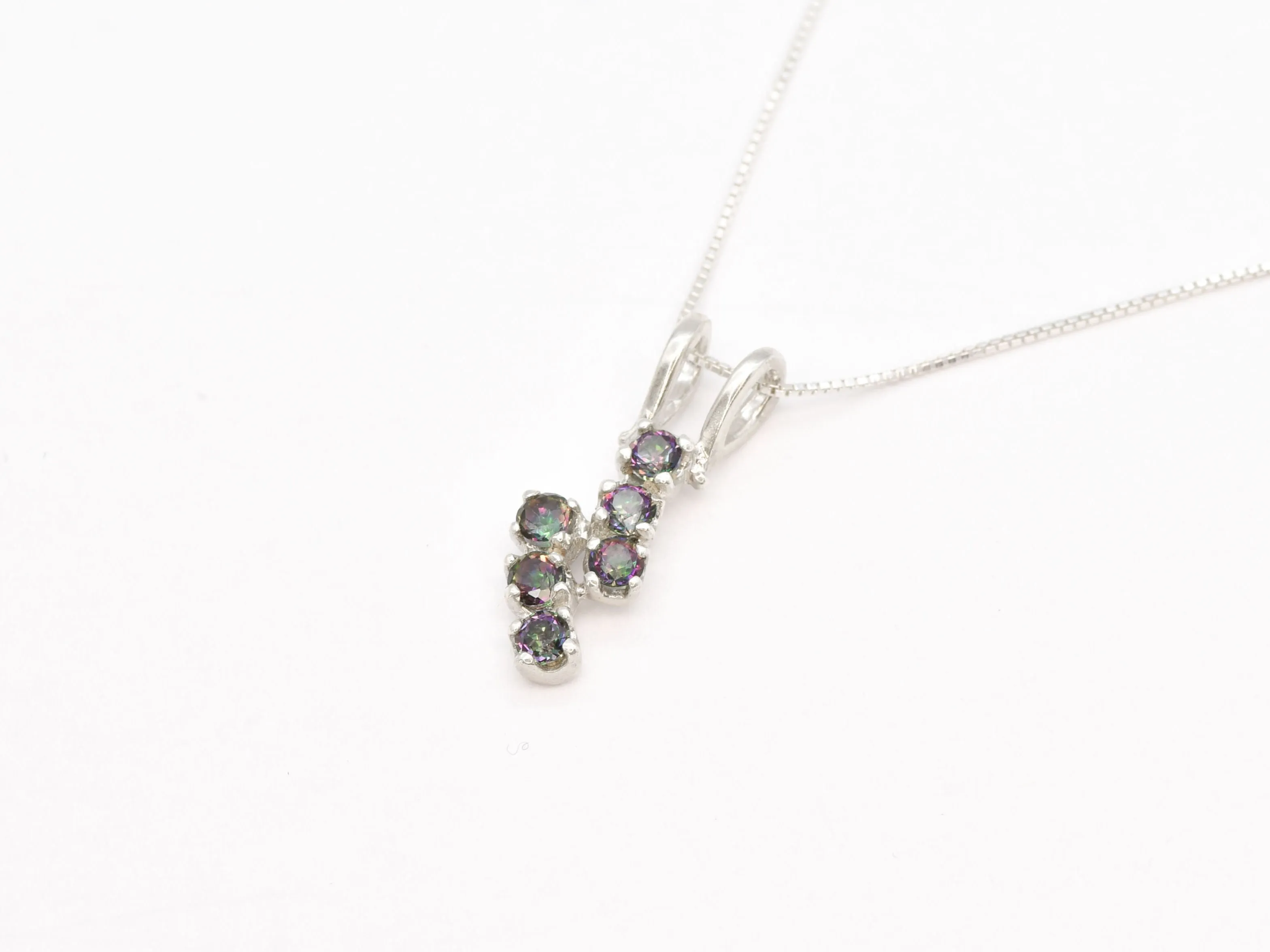 Mystic Topaz Necklace - Lightning Bolt Pendant - Natural Topaz Necklace