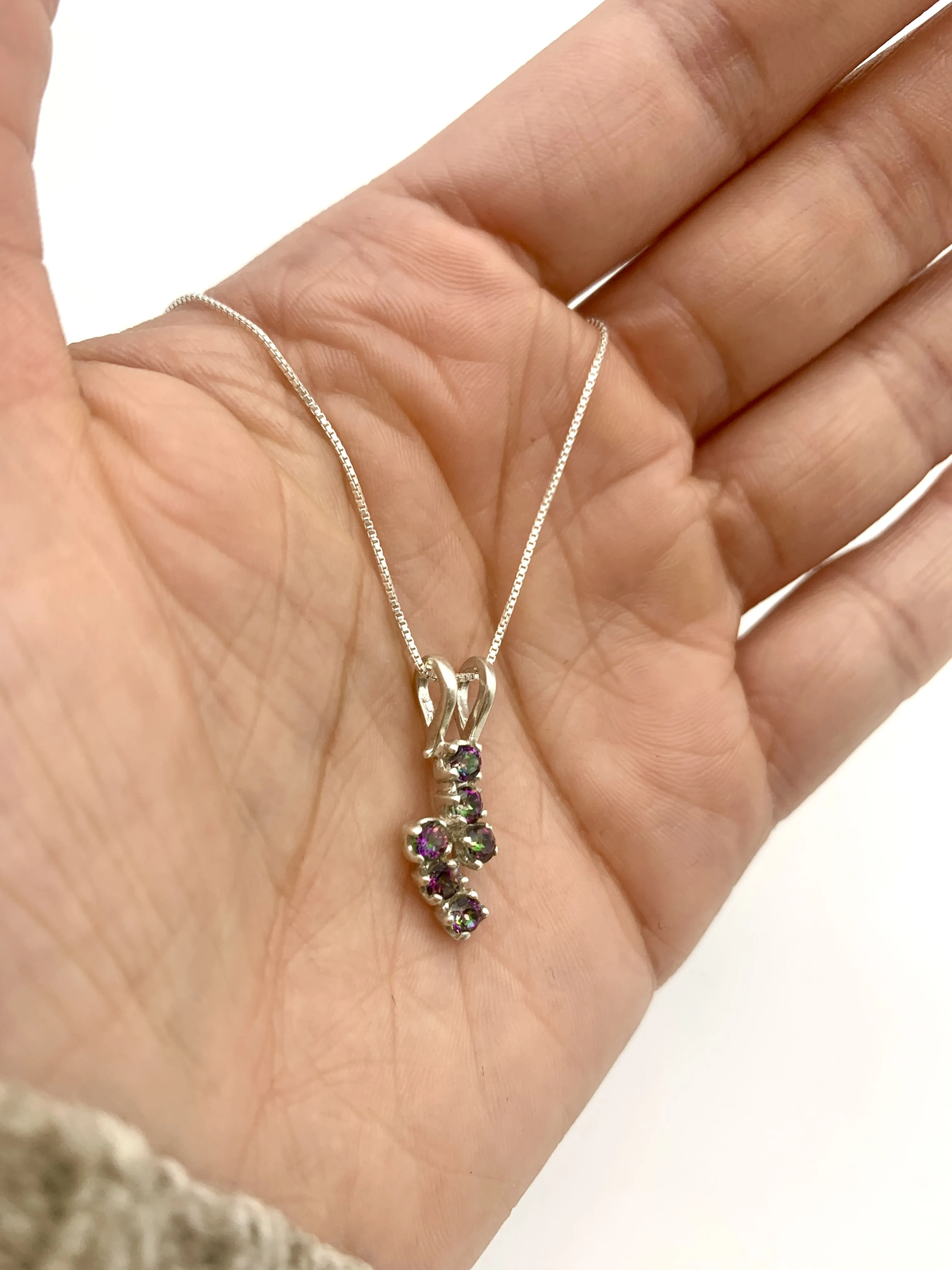 Mystic Topaz Necklace - Lightning Bolt Pendant - Natural Topaz Necklace