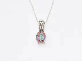 Mystic Topaz Necklace - Natural Mystic Topaz Pendant - Boho  Necklace