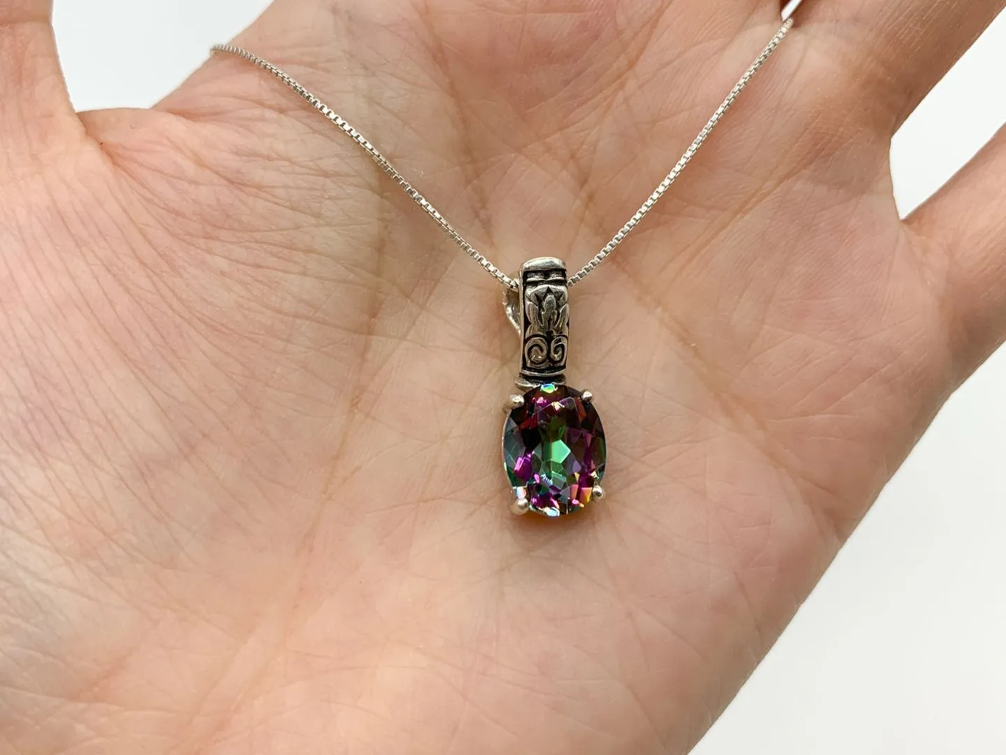 Mystic Topaz Necklace - Natural Mystic Topaz Pendant - Boho  Necklace