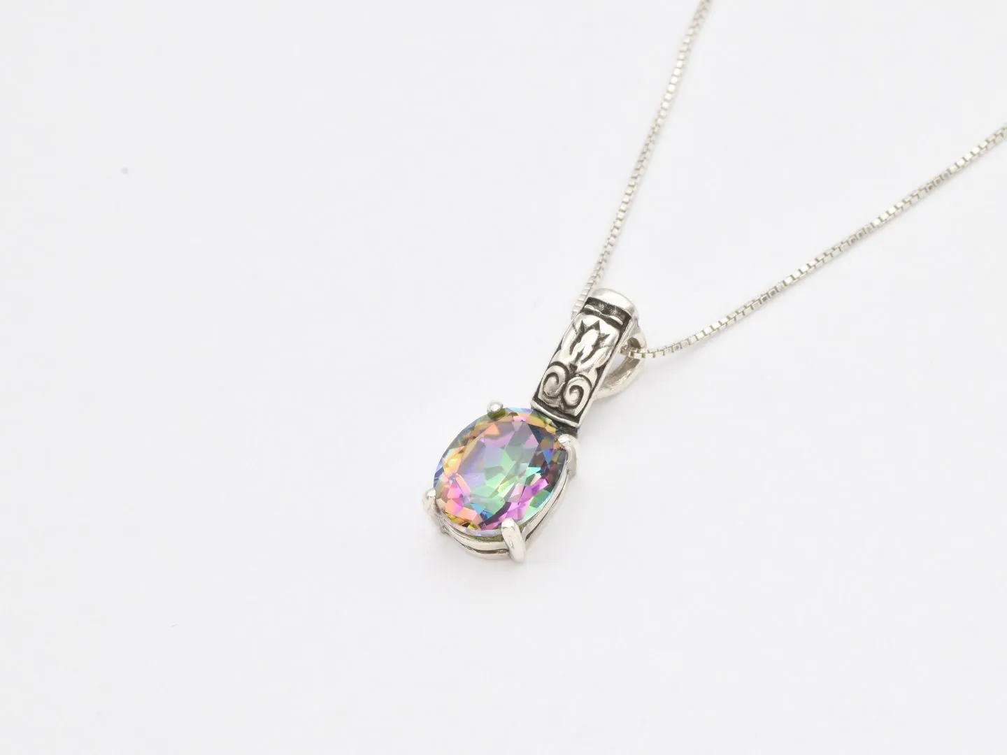 Mystic Topaz Necklace - Natural Mystic Topaz Pendant - Boho  Necklace