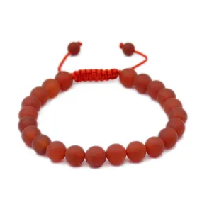 Natural Matte Red Agate 8mm Gemstone Healing Power Crystal Adjustable Macrame Bracelet