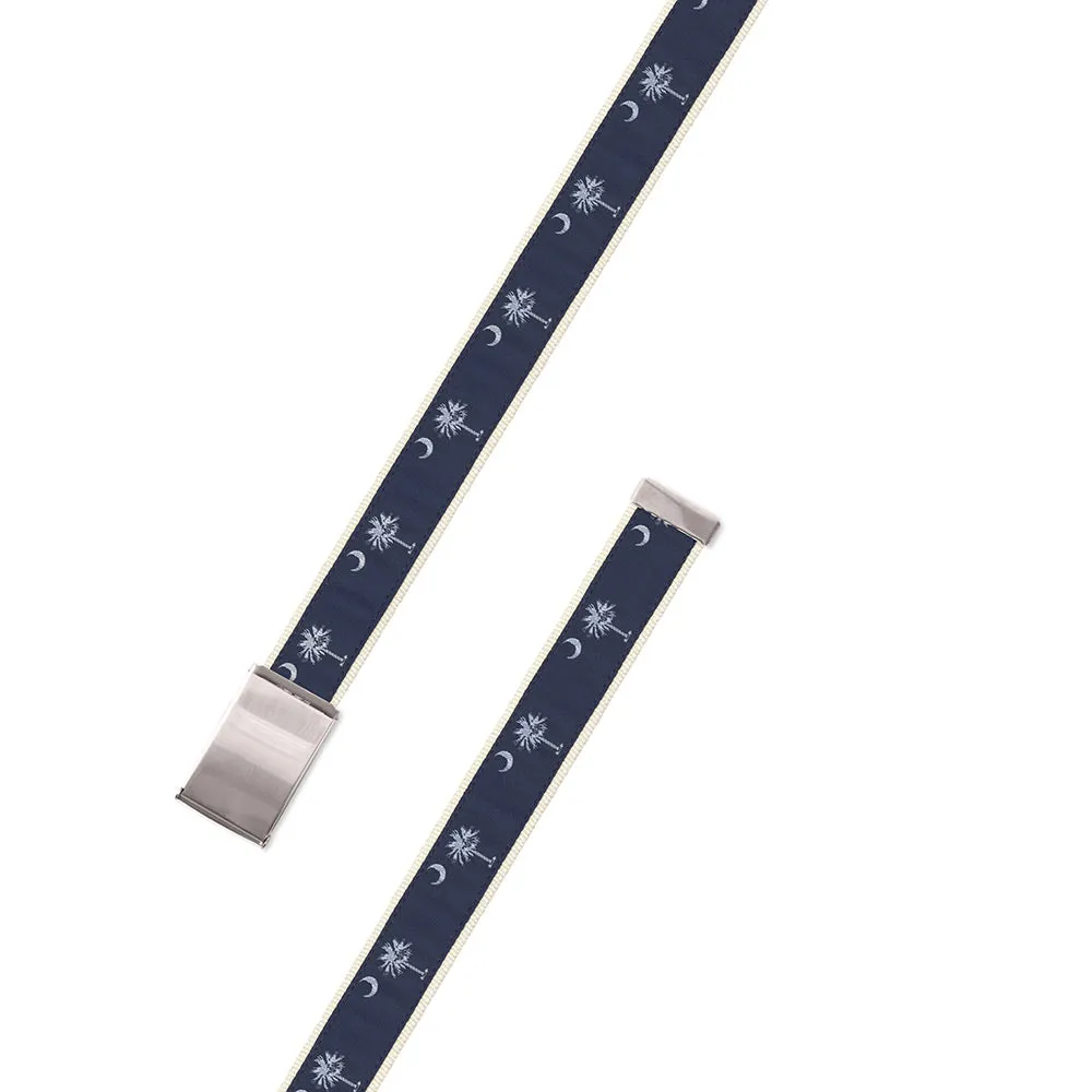 Navy South Carolina Flag Motif Military Buckle Belt