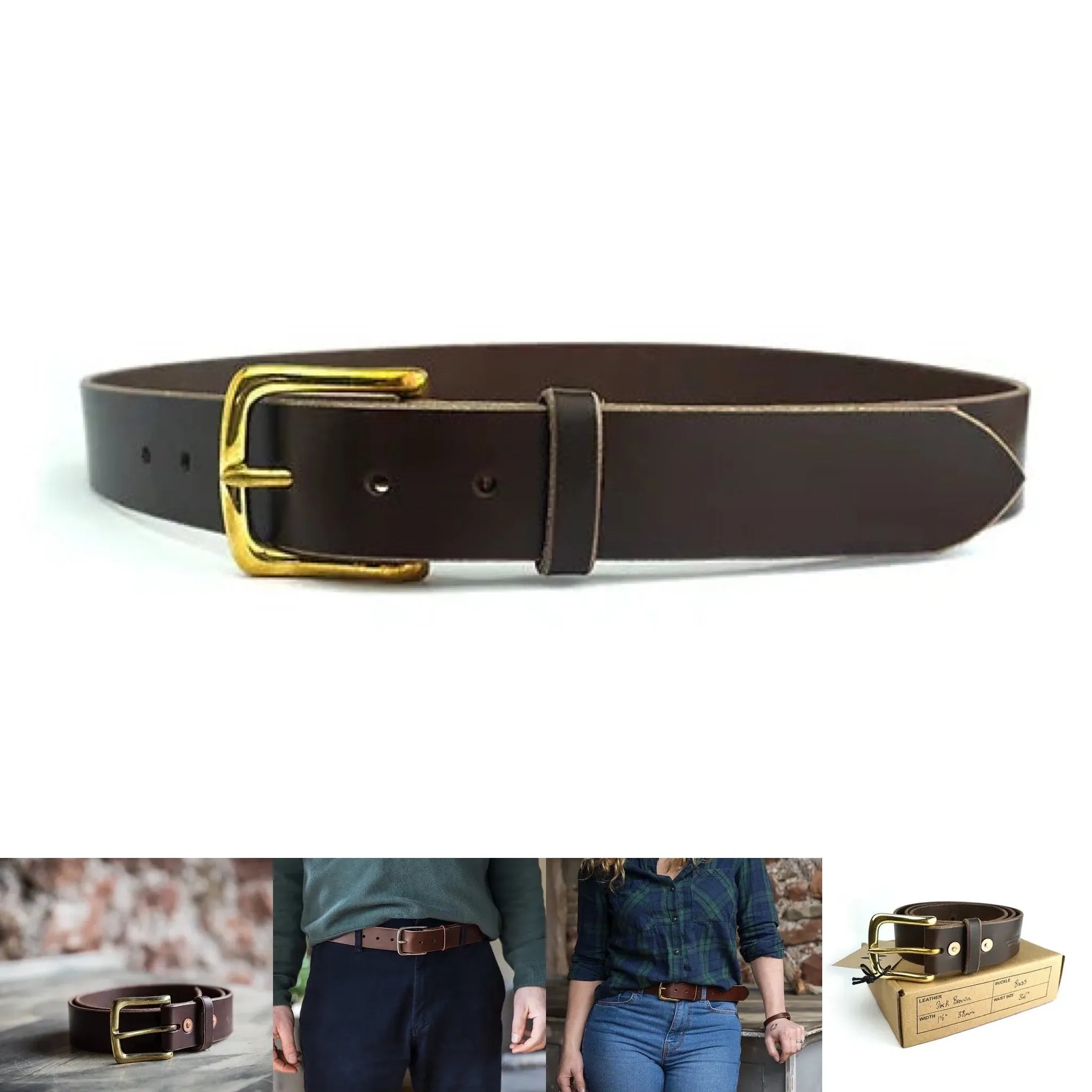 Neil Griffin Leather brass buckle belt 1.5"