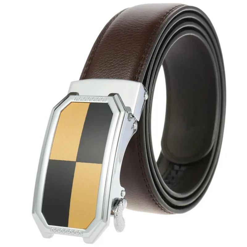 New Men Automatic Buckle Belt Genuine Leather Designer High Quality Belts Luxury Business Casual Cowhide Male Waist Band 3.5CM