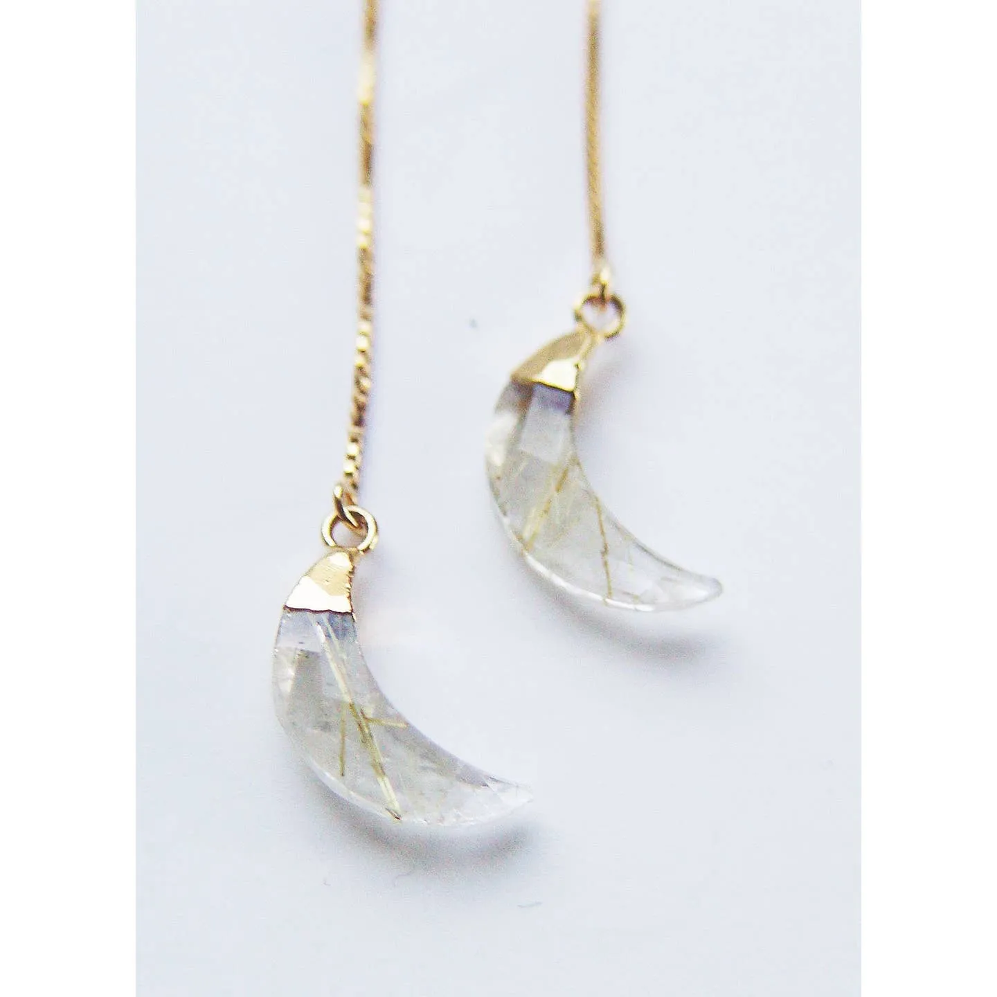 NEW! Rutilated Quartz Moon 14k Gold Filled Earrings by Friedasophie