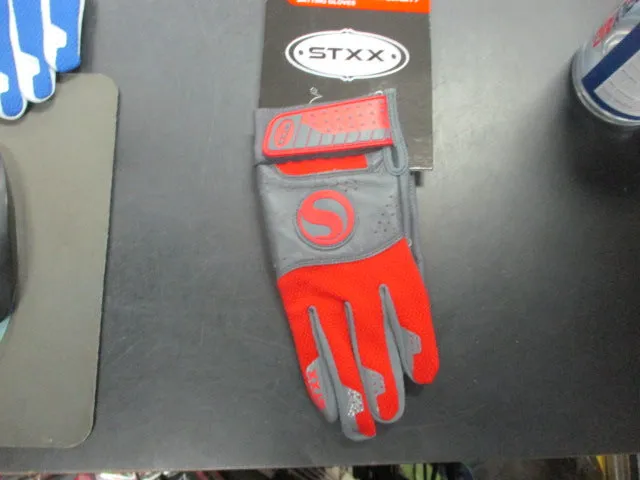 New STXX SheepSkin Leather Batting Gloves Red/Gray Size Adult Medium