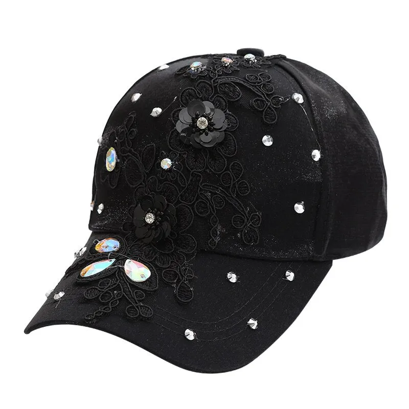 NEWBLOM Rhinestone Baseball Cap