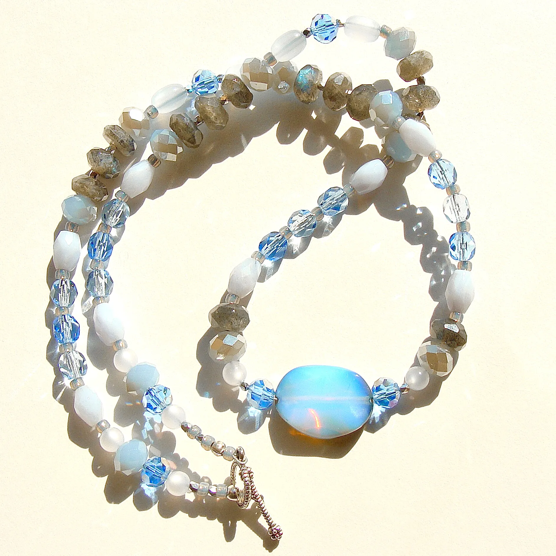 Niall: Gemstone Wrap Bracelet in Blue and Gray