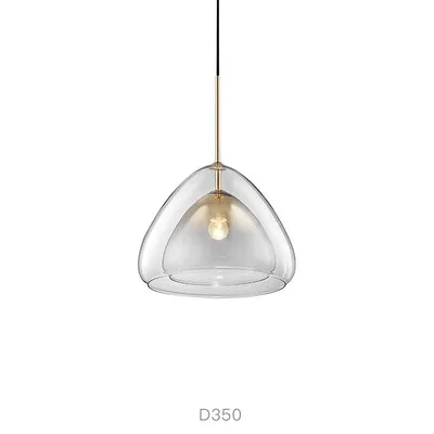 Nordic Creative Double Glass Pendant Lights Personality Single Head Chandelier for Restaurant Bar Bedroom Living Room Decor Lamp