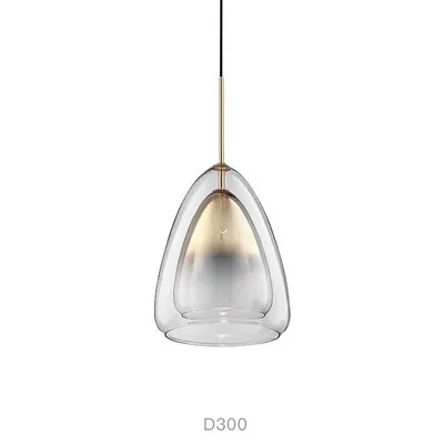 Nordic Creative Double Glass Pendant Lights Personality Single Head Chandelier for Restaurant Bar Bedroom Living Room Decor Lamp