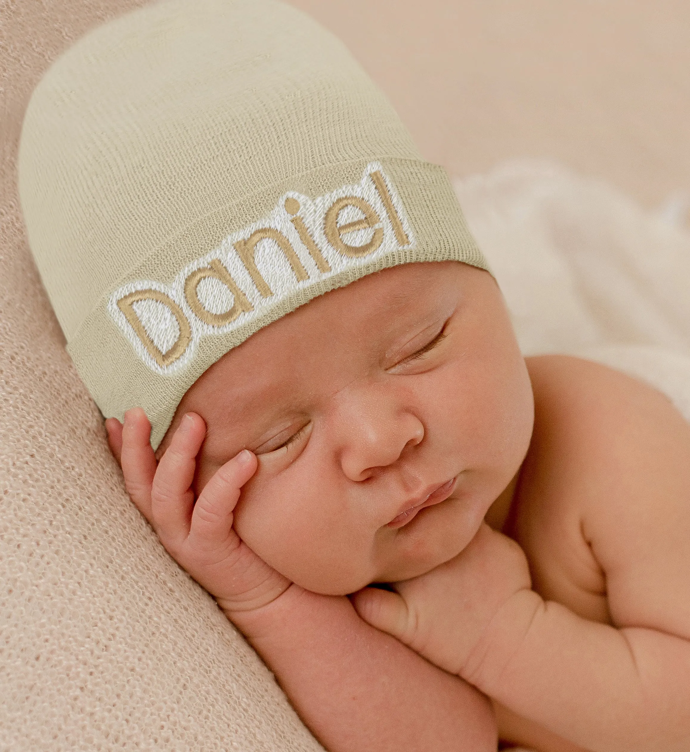 Oatmeal Newborn Hospital Hat - Gender Neutral for newborn boys or girls- Personalization Optional