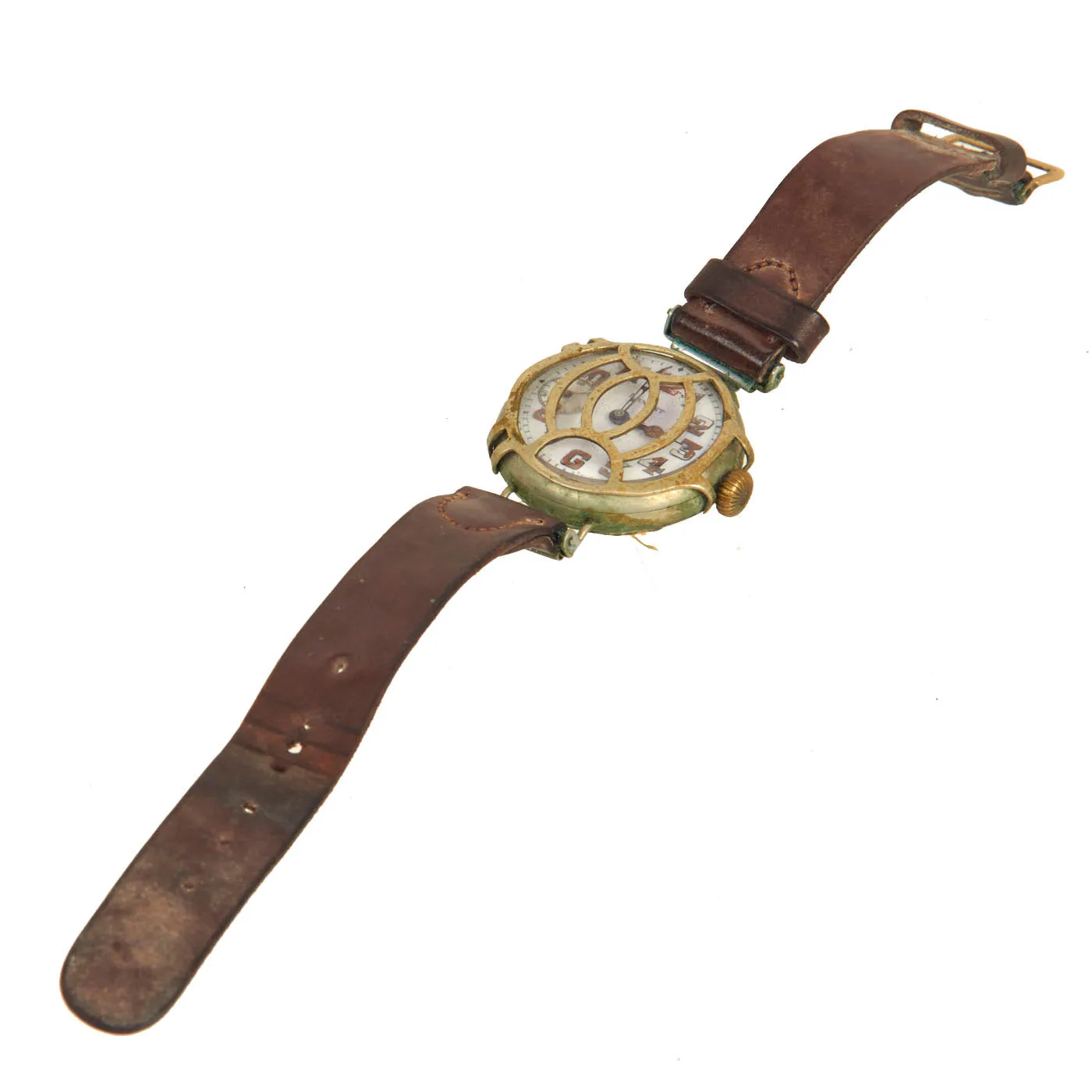 Original U.S. WWI Swiss Made Lancet Trench Watch With Shrapnel Cage and Original Strap - Langendorf Watch Company