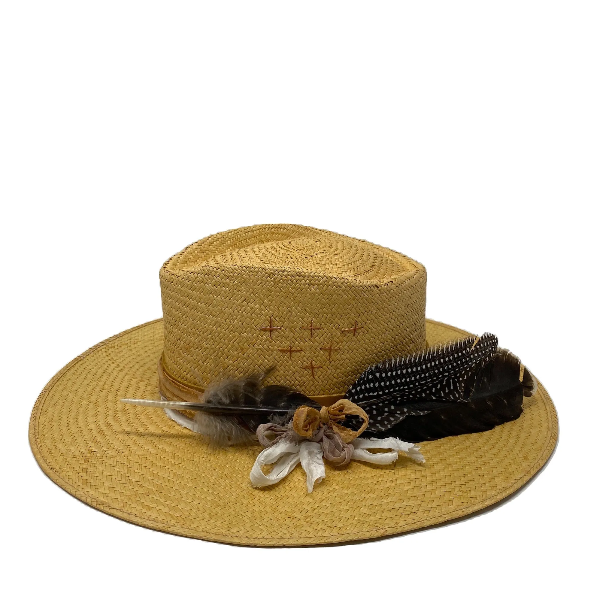 PALOMA STRAW HAT IN HABANO with embroidery and silk