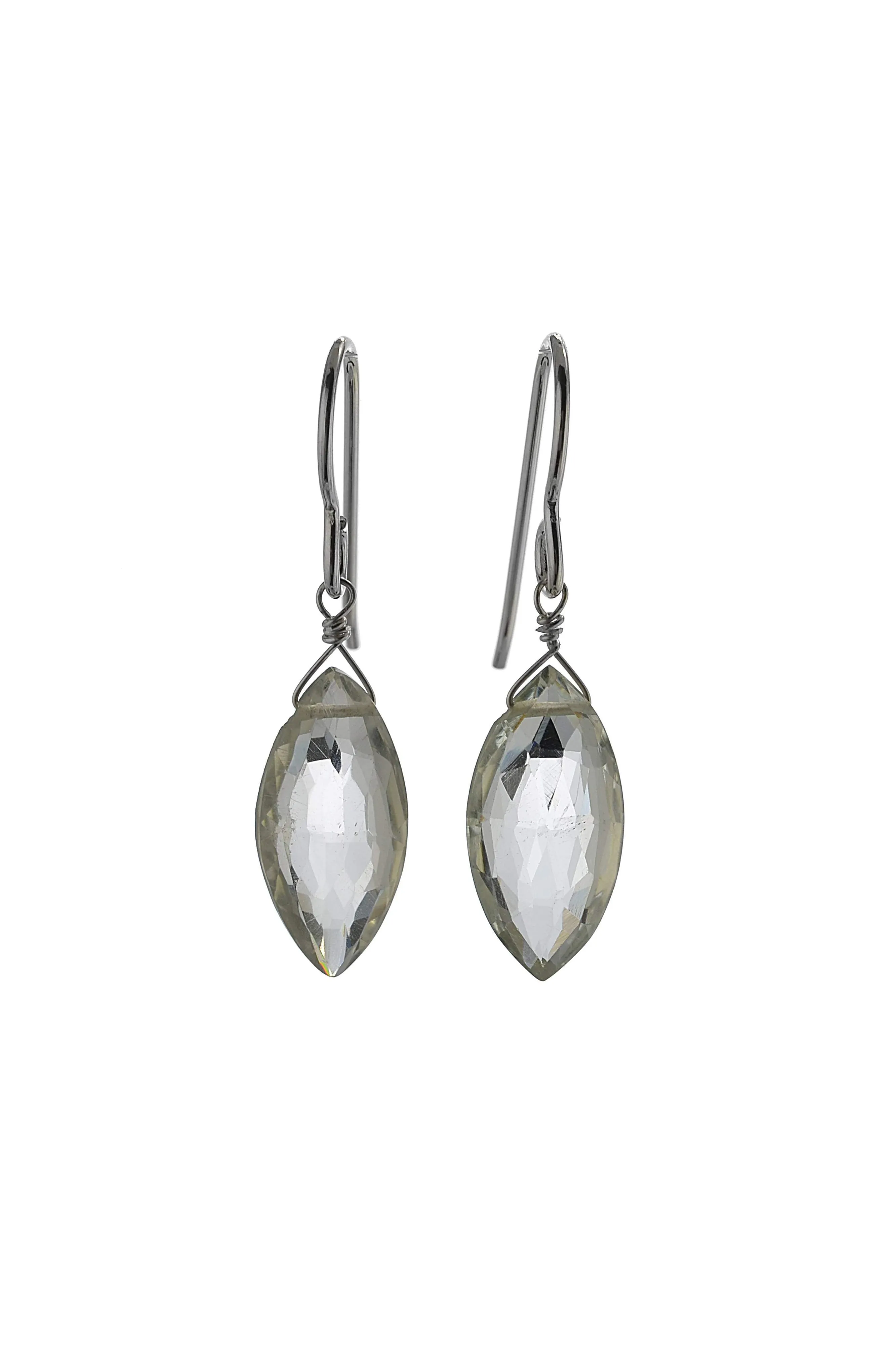 Pastel Green Amethyst, Prasiolite Gemstone Dangle Earrings