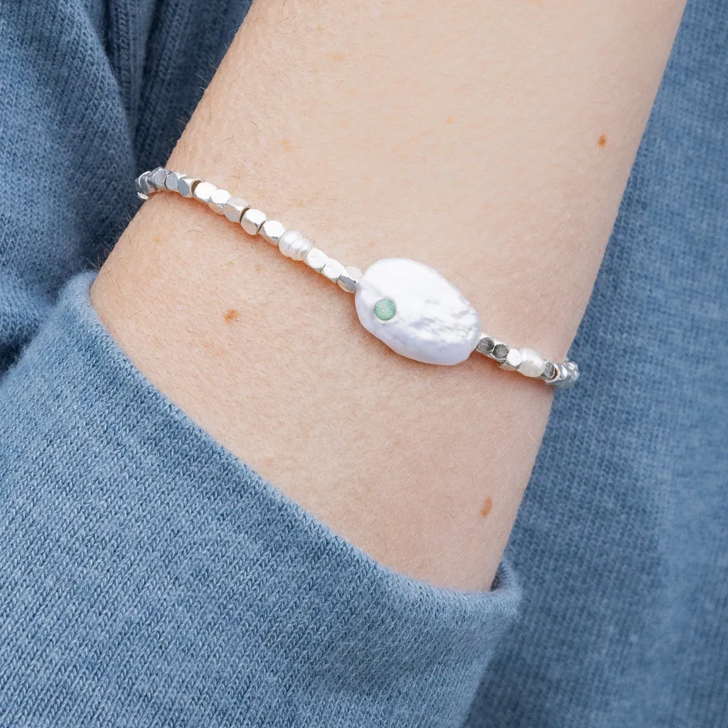 Pearl Affirmation Bracelet - Courage/Silver