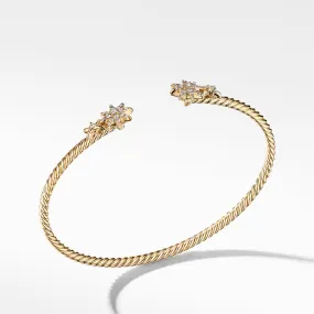 Petite Starburst Cable Bracelet in 18K Yellow Gold with Pave Diamonds