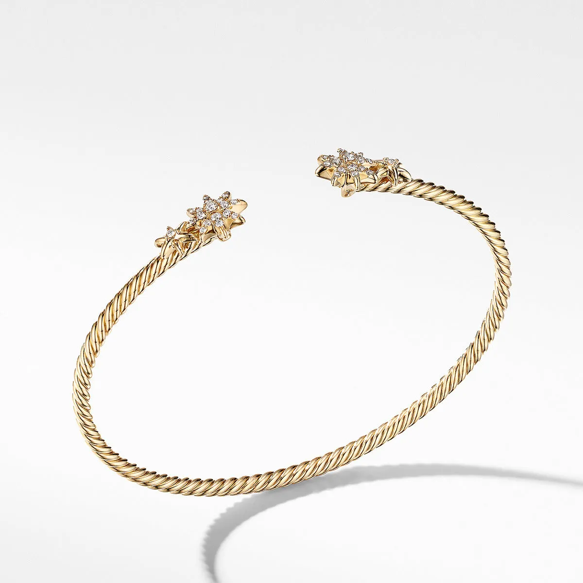 Petite Starburst Cable Bracelet in 18K Yellow Gold with Pave Diamonds