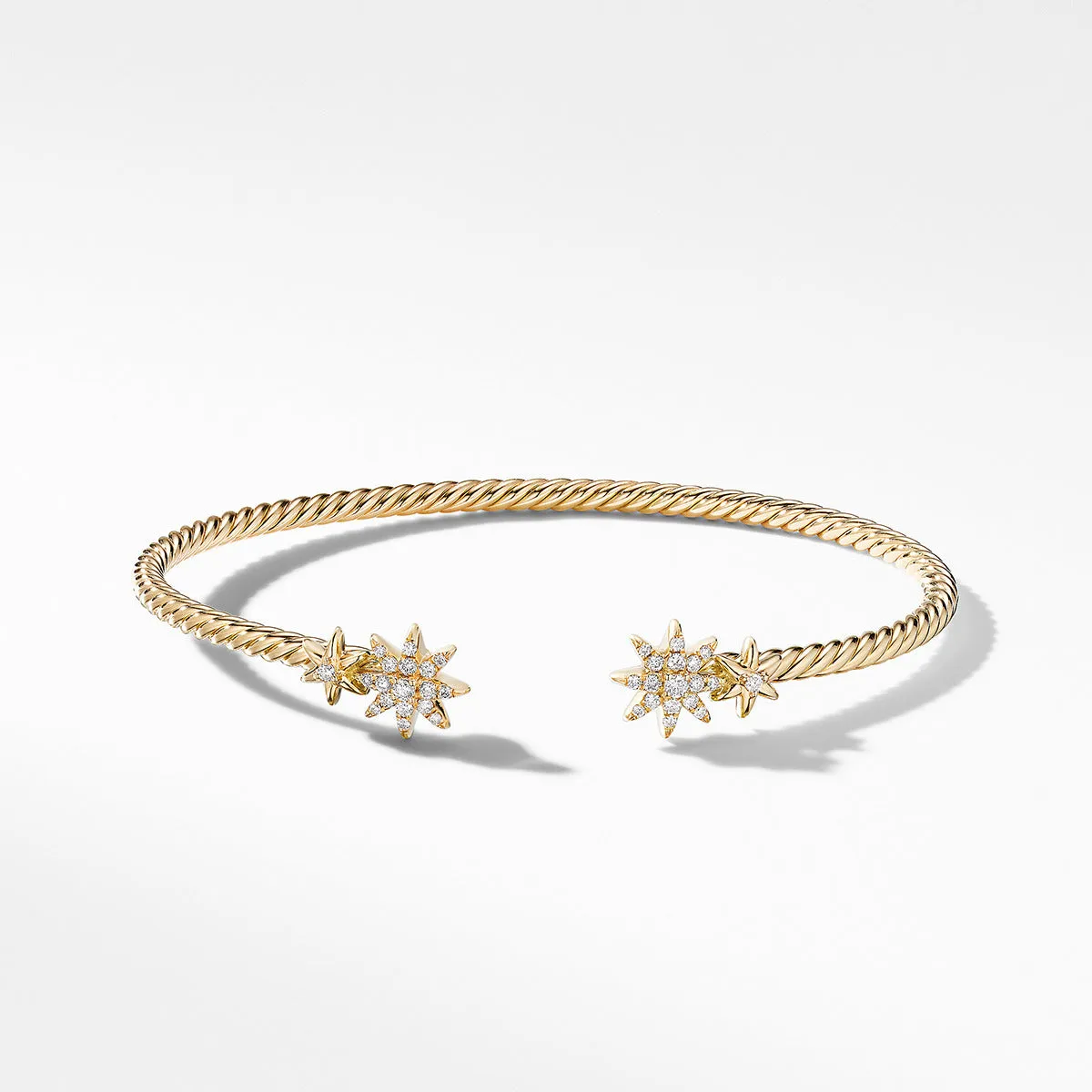 Petite Starburst Cable Bracelet in 18K Yellow Gold with Pave Diamonds