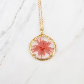 Phlox Small Glass Botanical Necklace - 18K Gold Vermeil