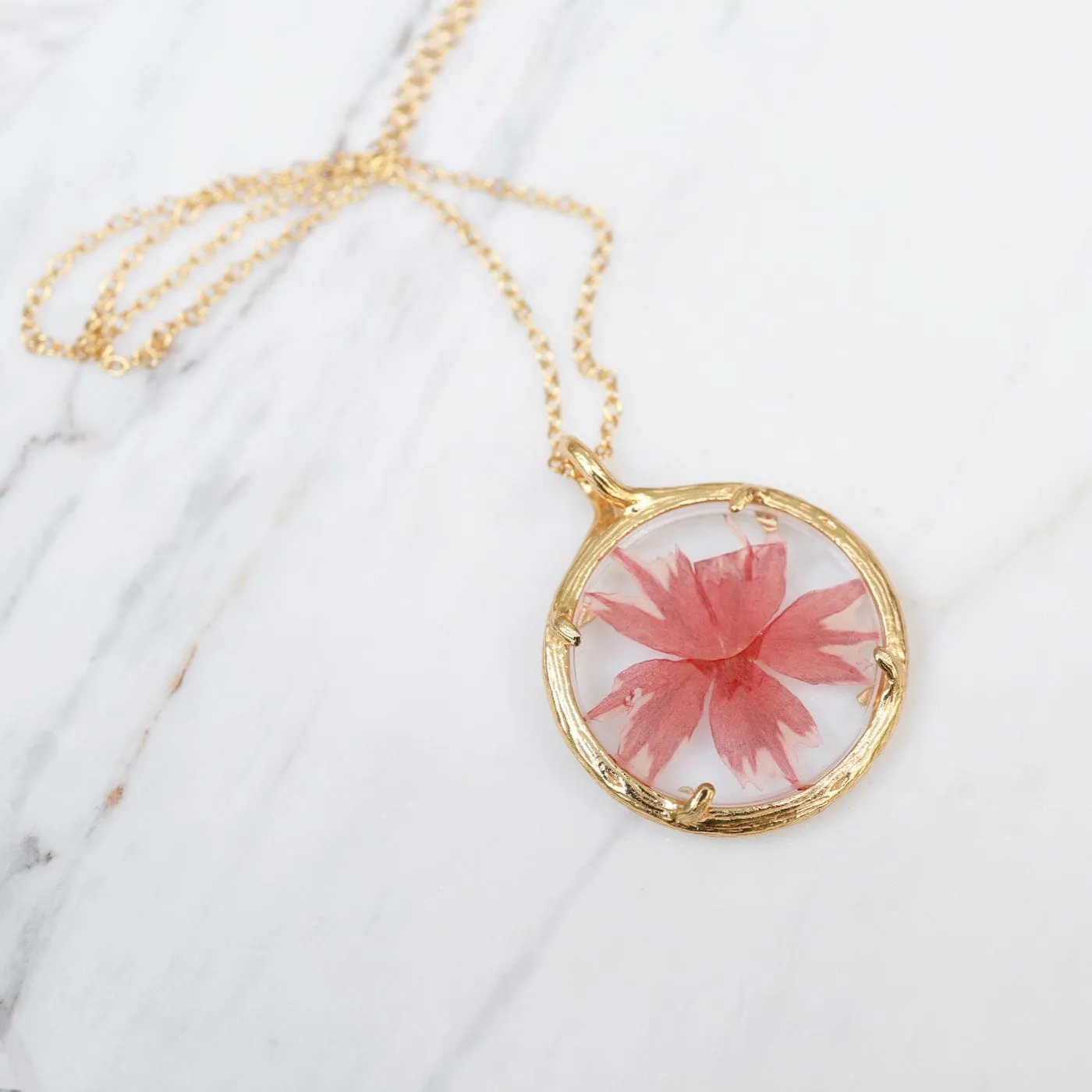 Phlox Small Glass Botanical Necklace - 18K Gold Vermeil