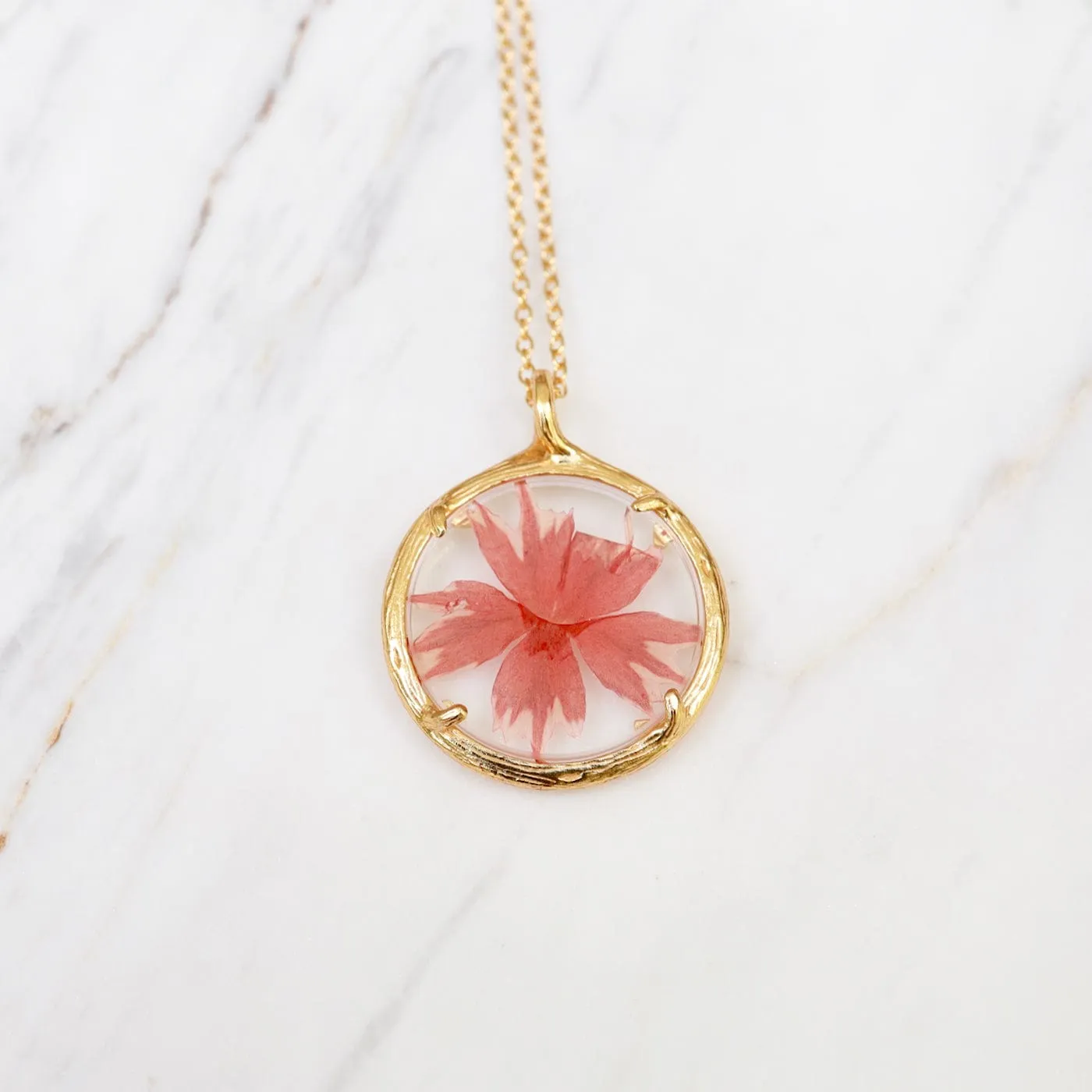 Phlox Small Glass Botanical Necklace - 18K Gold Vermeil