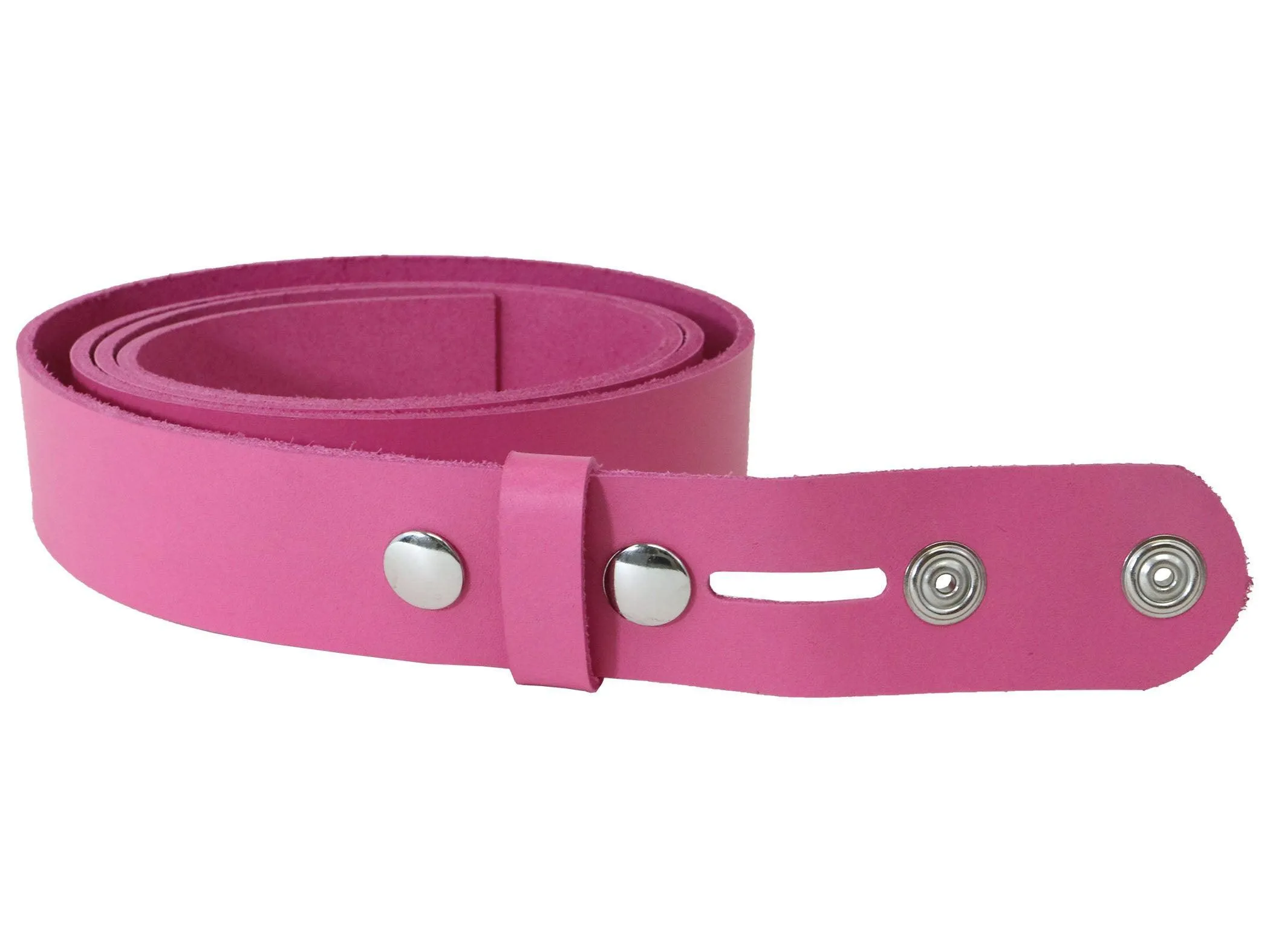 Pink Vegetable Tanned Leather Belt Blank W/ Snaps and Matching Keeper | 60"-72" Length