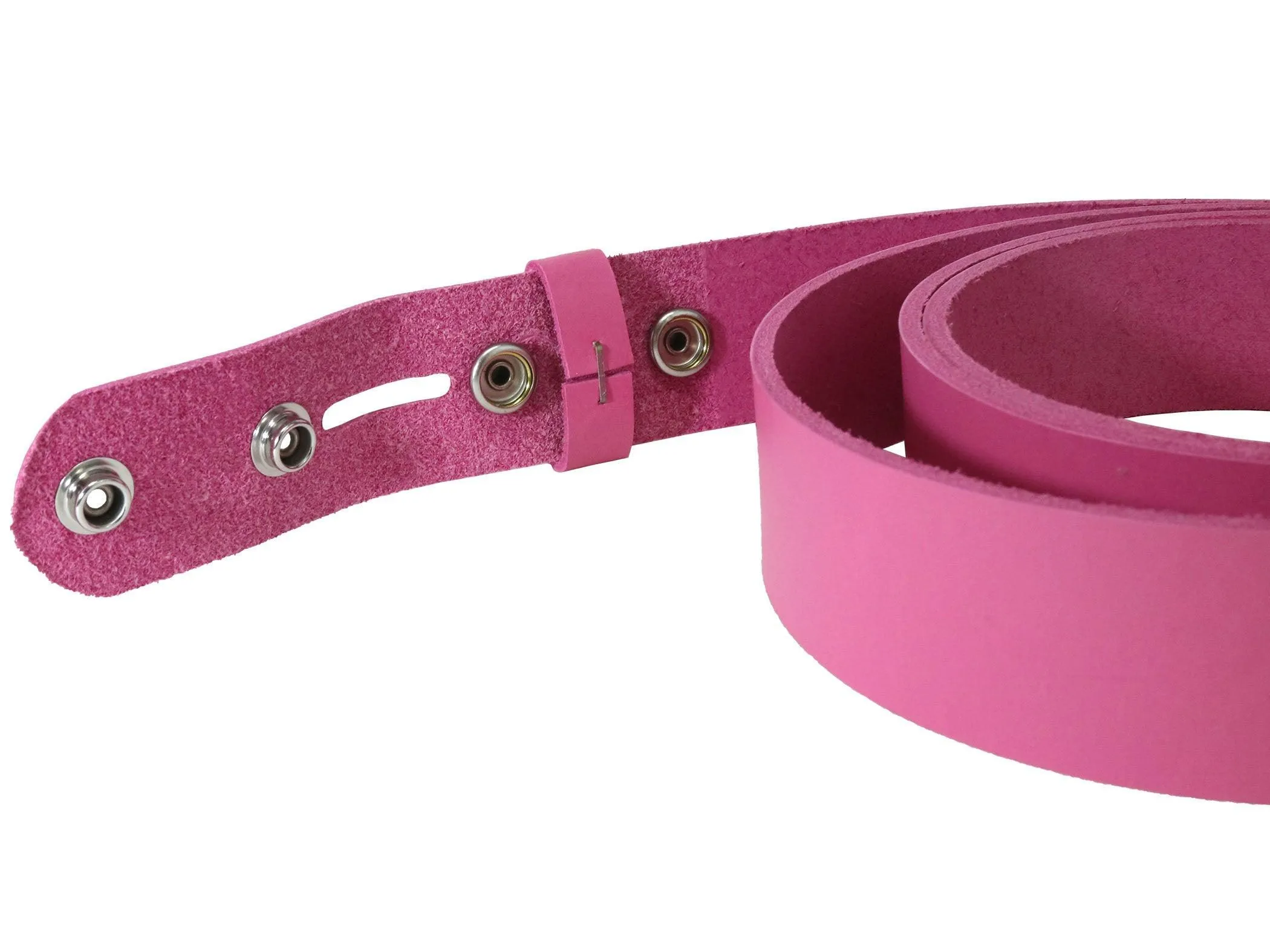 Pink Vegetable Tanned Leather Belt Blank W/ Snaps and Matching Keeper | 60"-72" Length