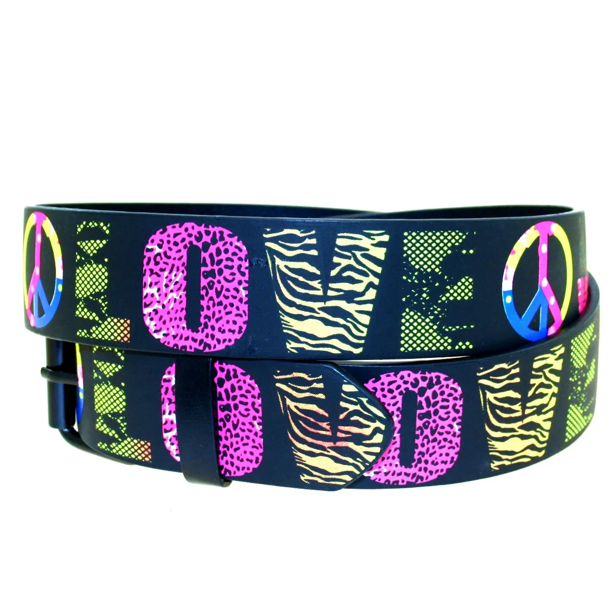 Printed Multicolour Love &amp; Peace Belt