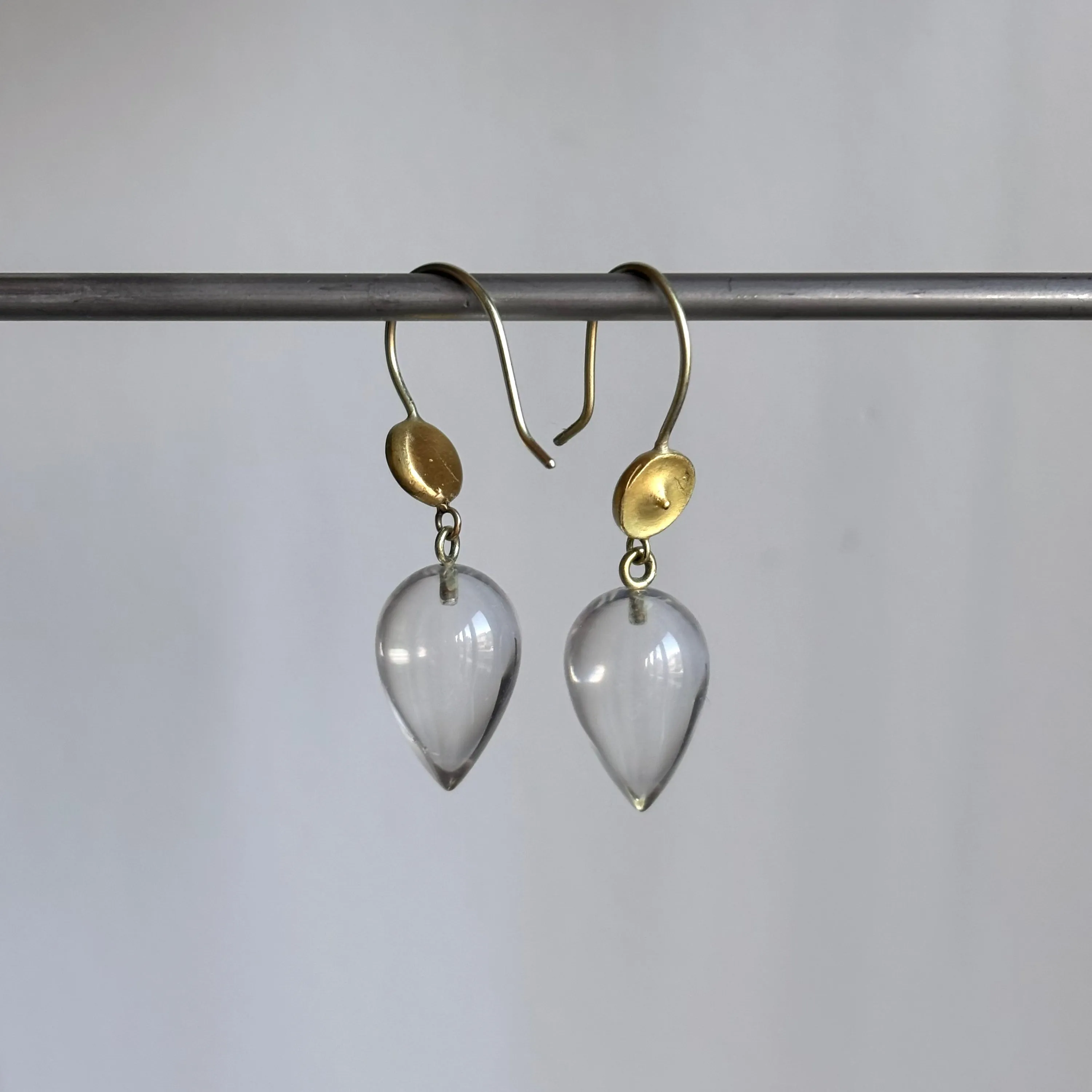 Quartz Drop Temple Earrings