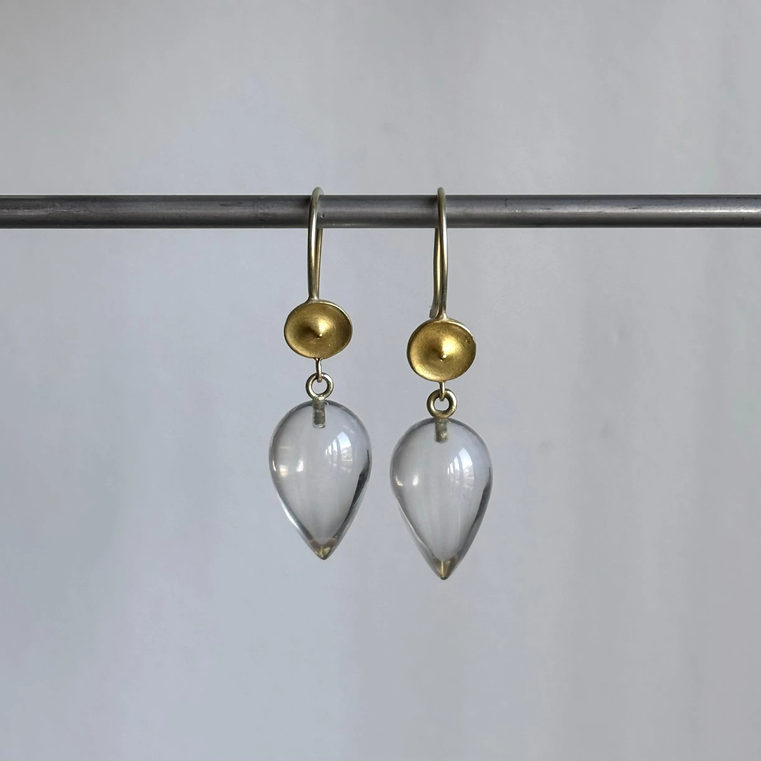 Quartz Drop Temple Earrings