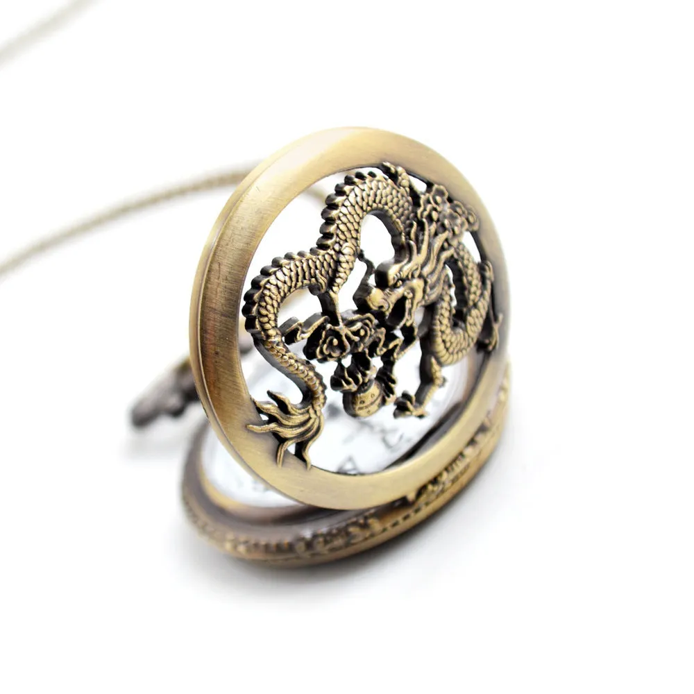 Quartz Pocket Watch Chinese Dragon Hollow Pocket Watch Chinese Style for Men Clothing Quartz Pocket Watch