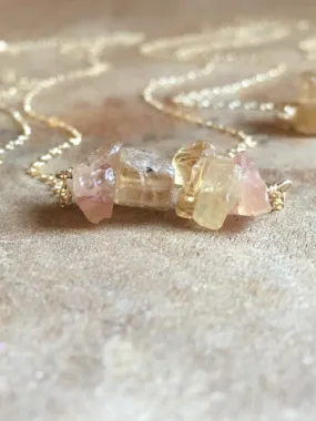 Raw Imperial Topaz Necklace Silver or Gold