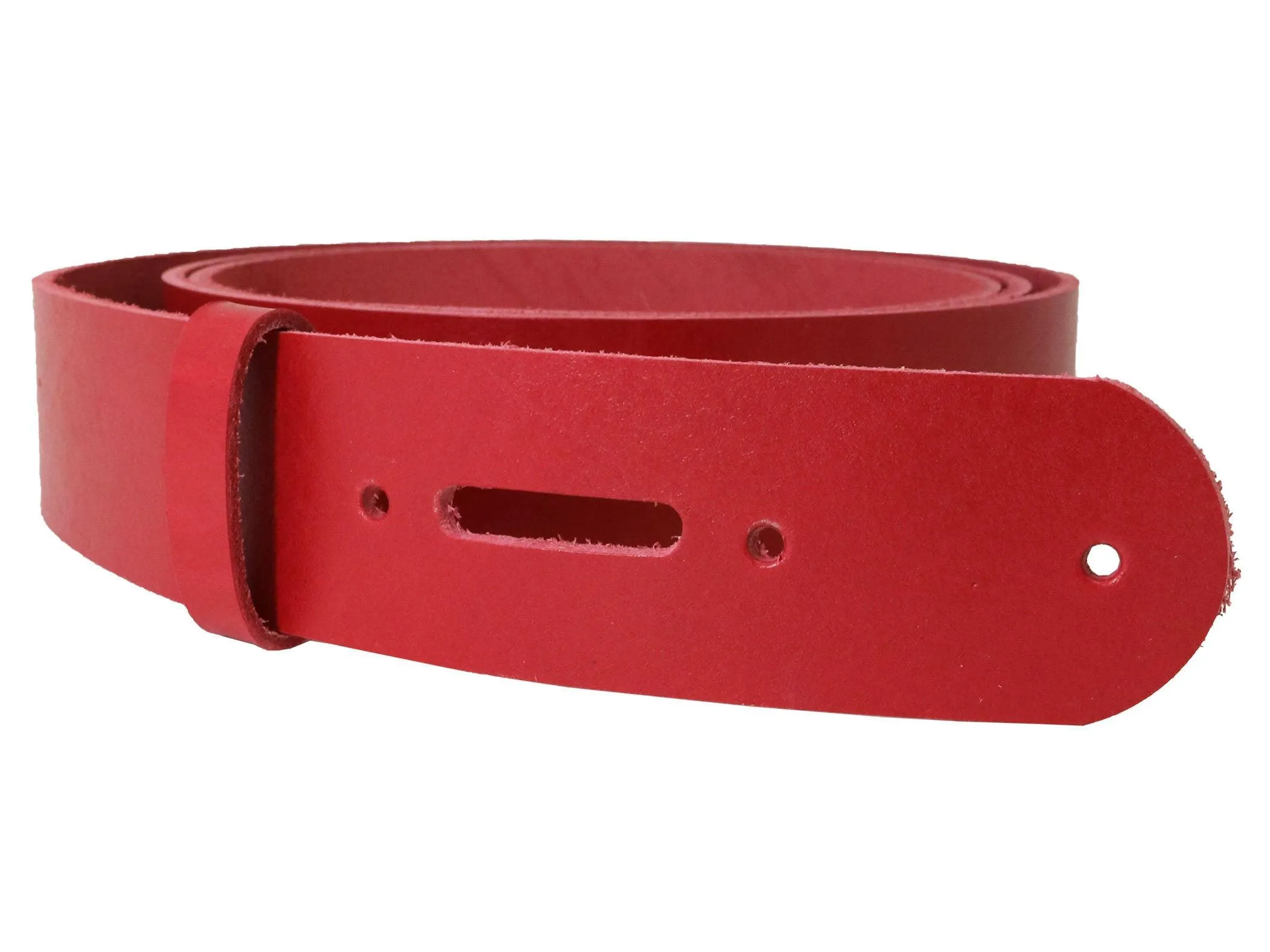 Red Vegetable Tanned Leather Belt Blank w/ Matching Keeper -  60"-72" Length