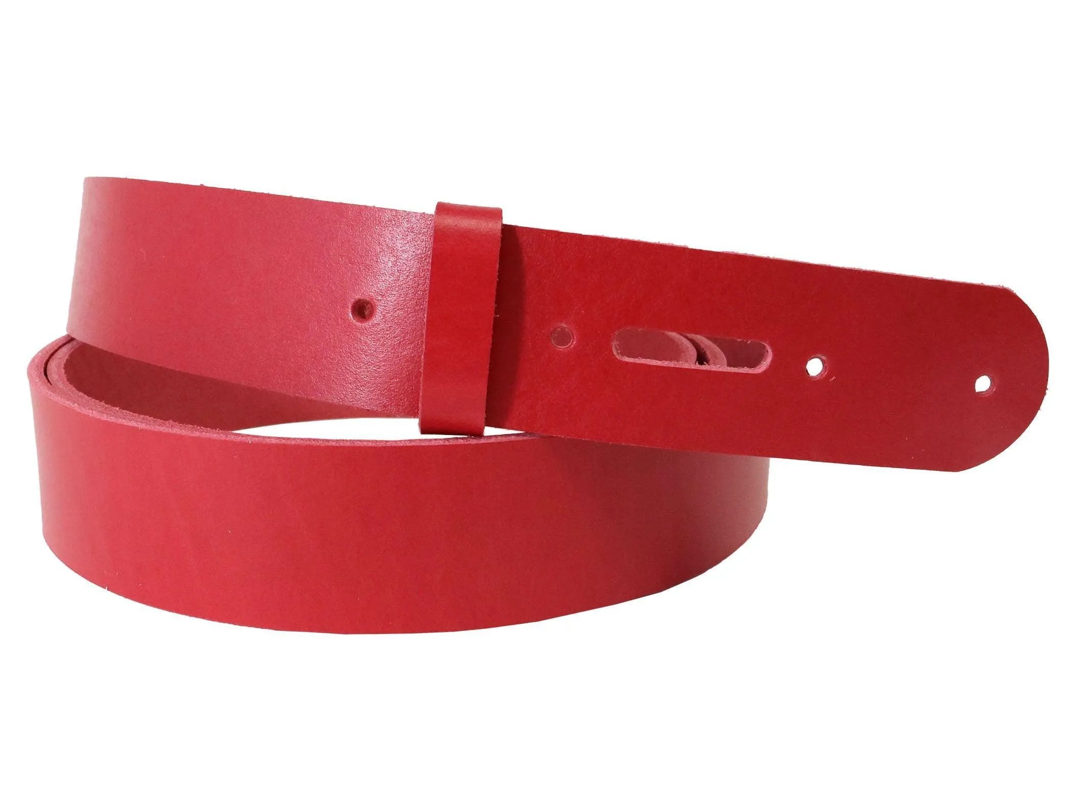 Red Vegetable Tanned Leather Belt Blank w/ Matching Keeper -  60"-72" Length