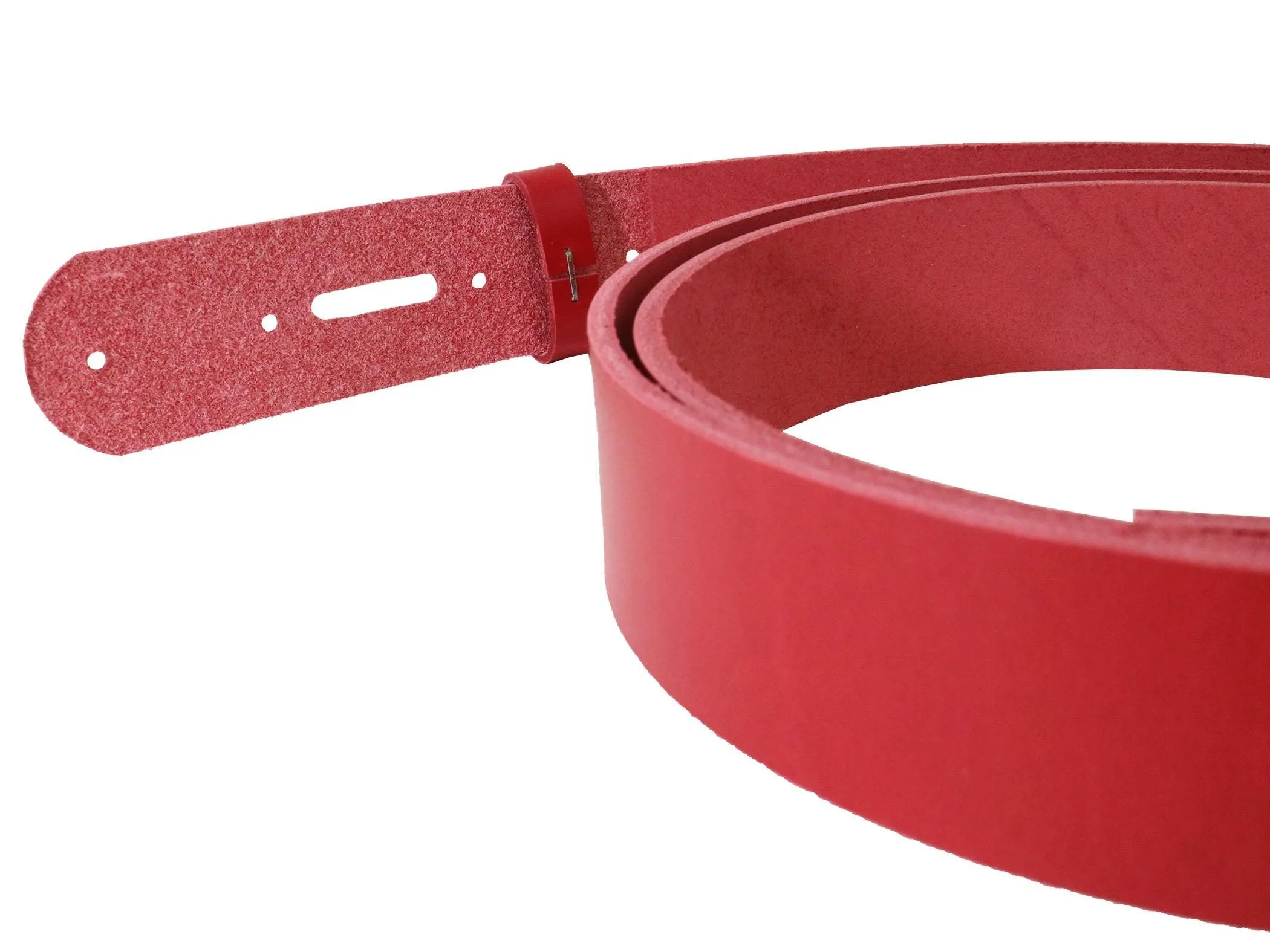 Red Vegetable Tanned Leather Belt Blank w/ Matching Keeper -  60"-72" Length