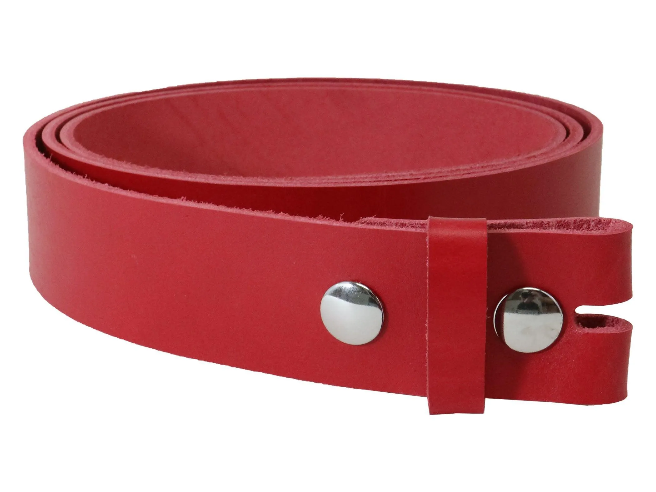 Red Vegetable Tanned Leather Belt Blank W/ Snaps and Matching Keeper - 60"-72" Length