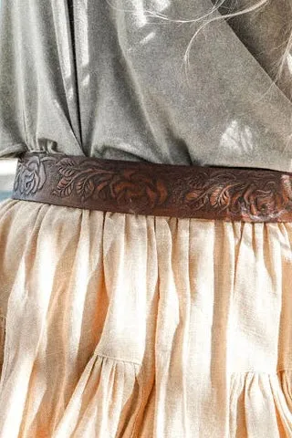 ROSA LEATHER BELT VINTAGE BROWN