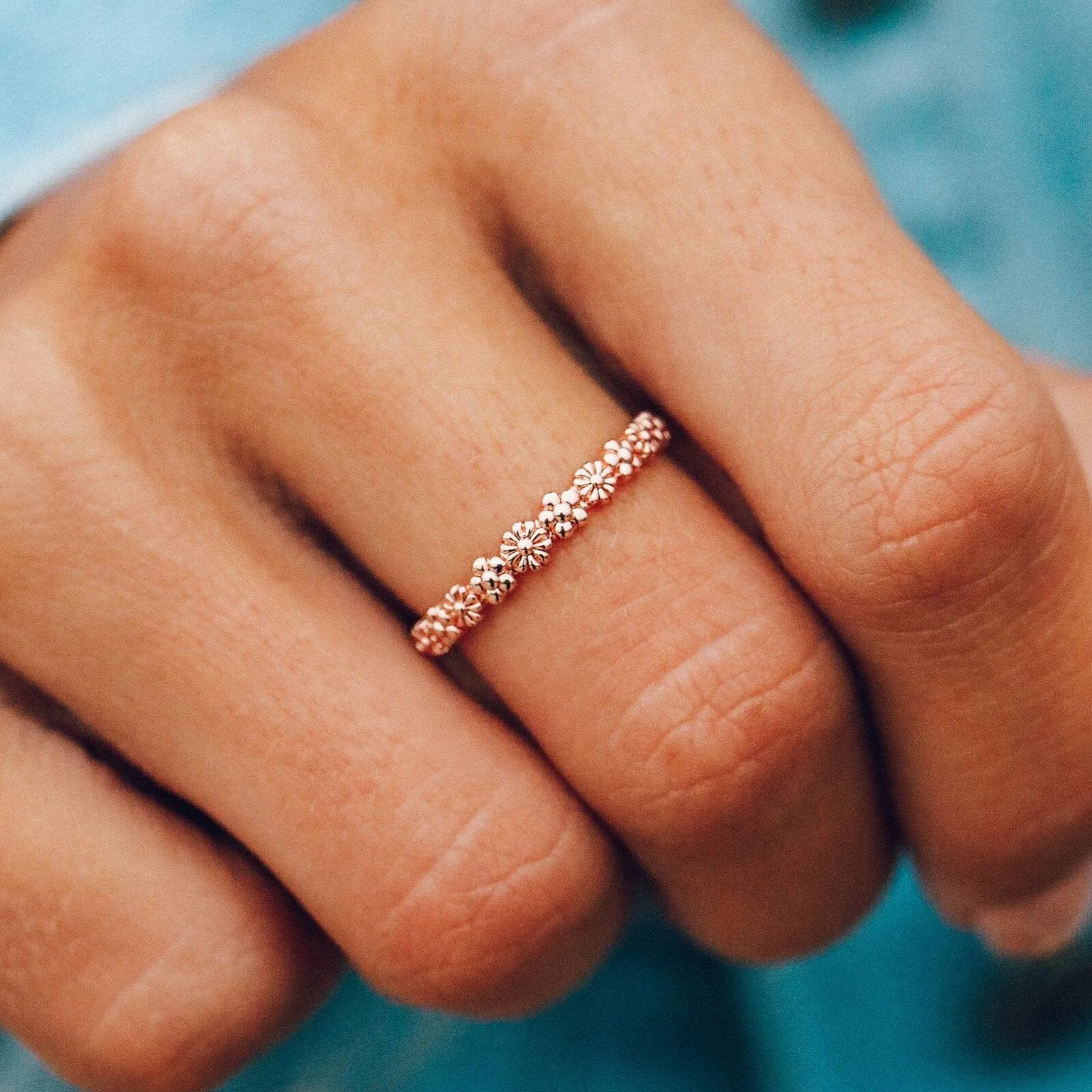 Rose Gold Floral Stacking Ring