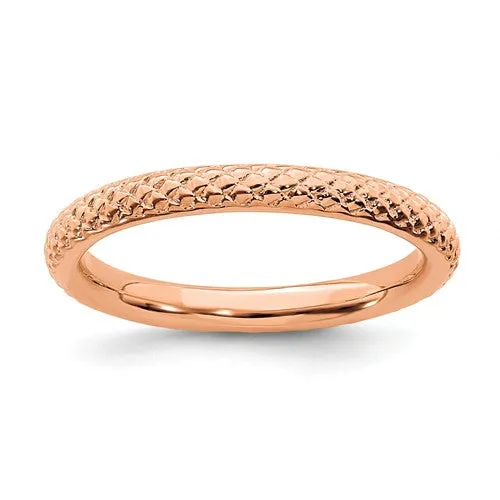 Rose Gold Over Sterling Silver Stackable Expressions Cable Patterned Ring