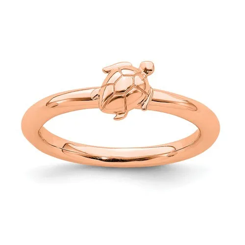 Rose Gold Sterling Silver Stackable Expressions Turtle Ring