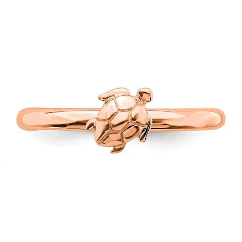 Rose Gold Sterling Silver Stackable Expressions Turtle Ring