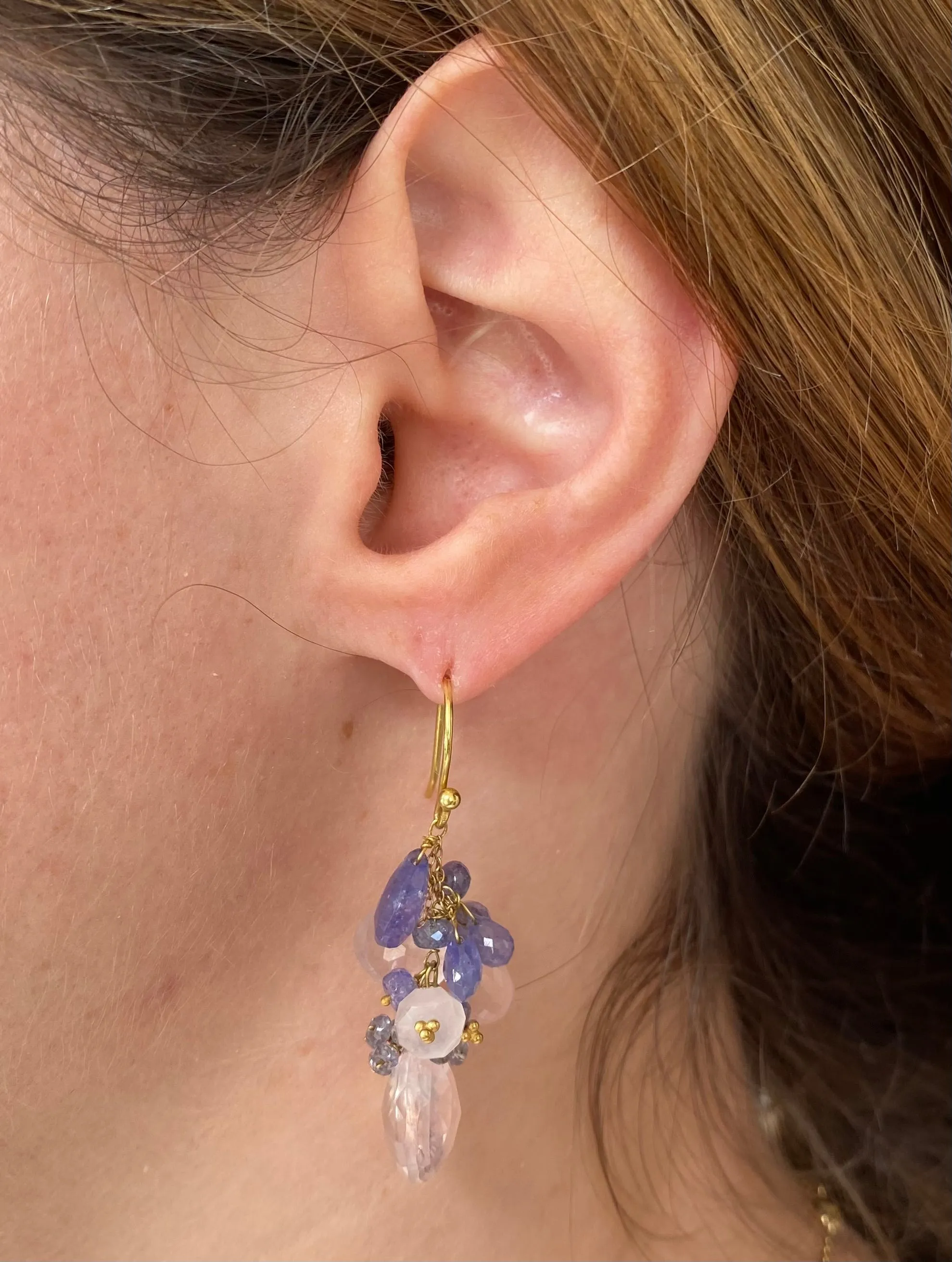 Rose Quartz & Tanzanite Earrings