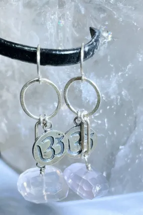 Rose Quartz Earrings with Om Charm