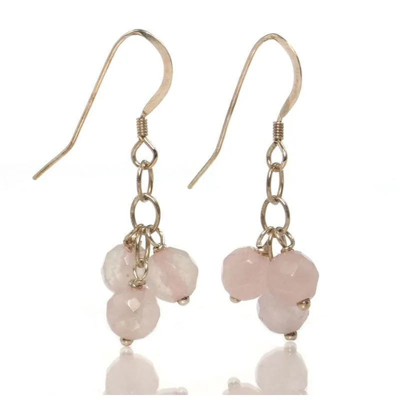 Rose Quartz Earrings with Sterling Silver French Ear Wires