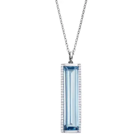 Rosebud Vertical Bar Necklace with Blue Topaz