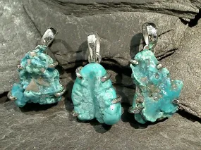 Rough Turquoise, Sterling Silver Small Pendant